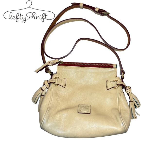 Dooney & Bourke Handbags - Dooney & Bourke Florentine Leather Mini Zip Crossbody – Bone